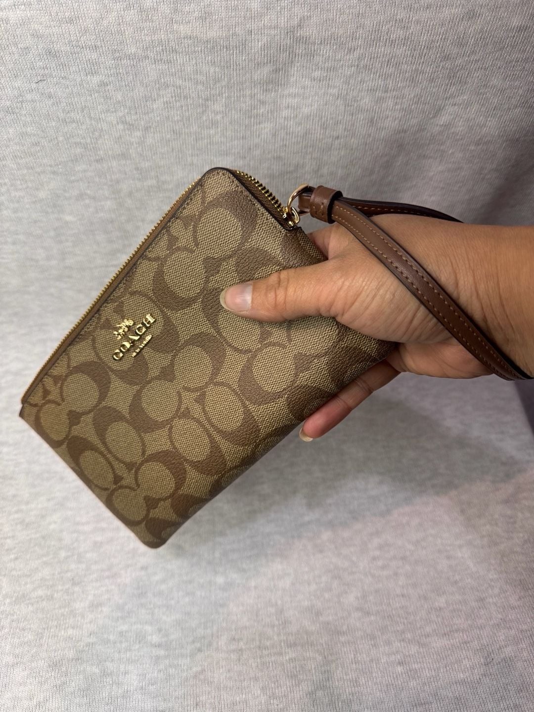 Coach Large Corner Zip Wristlet in Signature Coated Canvas