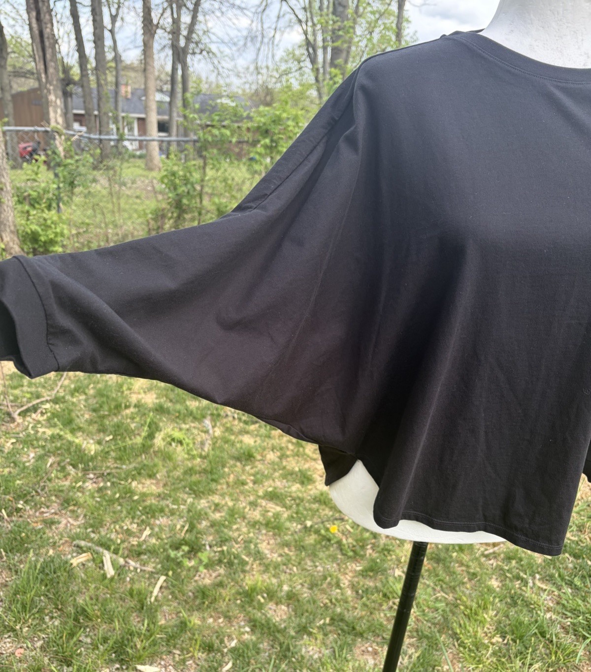 Uniqlo Batwing Dolman Sleeve Black 3/4 Sleeve Oversized Boxy Basic Womens XS