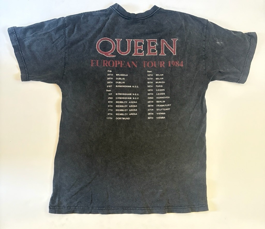 Queen European Tour 1984 Official Merch Charcoal Black T-Shirt Adult Size Medium