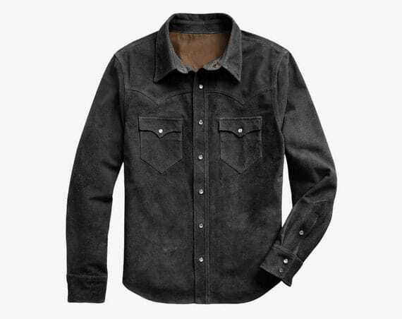 Men Suede Leather Trucker Premium Western Wear Shirt – Suede Leather Shirt
