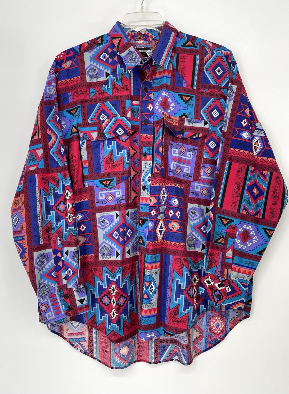 VTG 80s 90s Southwestern Aztec Rodeo Cowboy Tejano Button Up Shirt USA Made XL