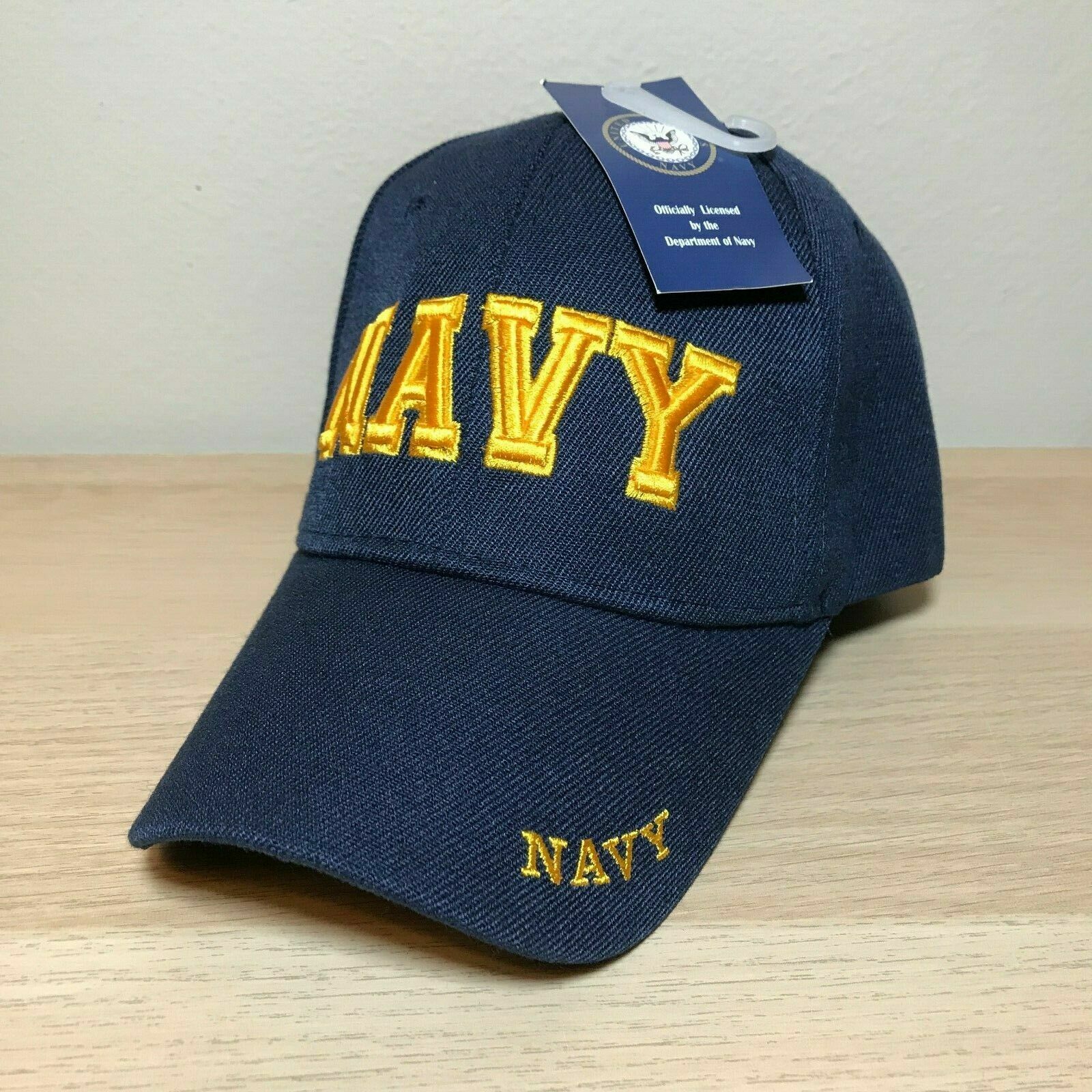 Official US Navy Licensed NAVY in Gold Embroidered letters Navy Blue hat cap