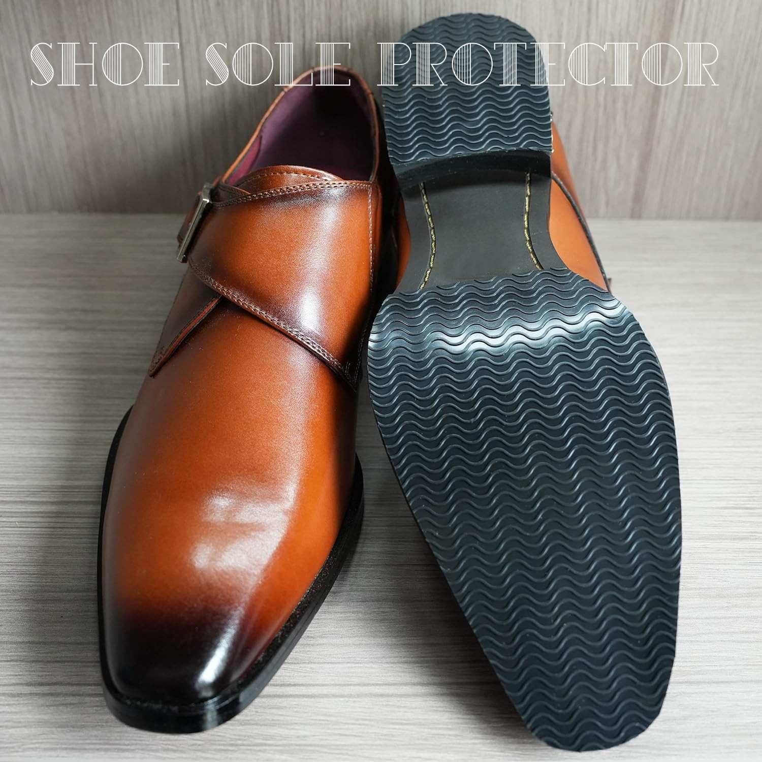 2 Pairs (4 Pieces) Shoe Sole Protectors, Wave Pattern Shoe Bottom and Heel No…