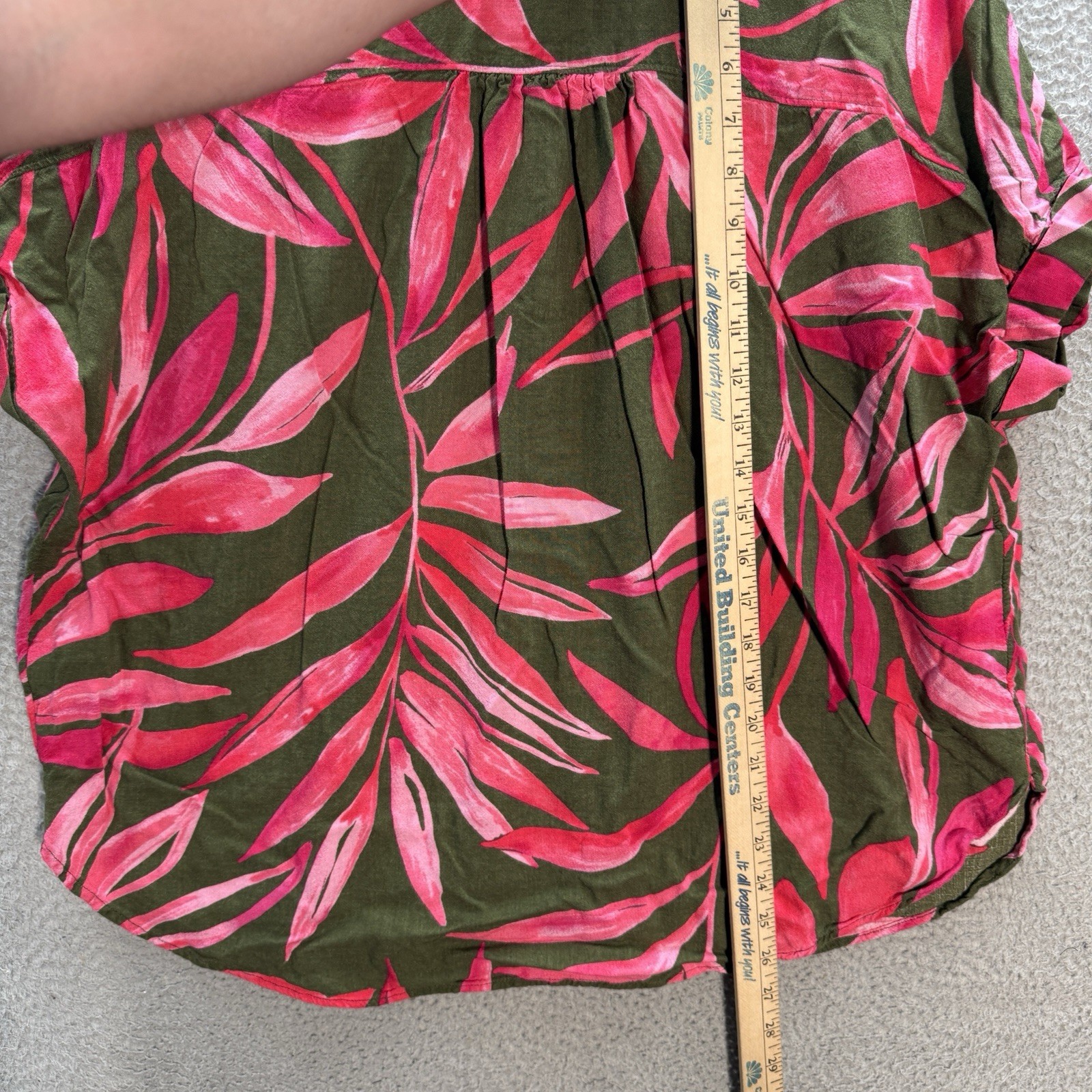 Time & Tru Shirt Womens XL Multicolor Floral Blouse Linen Blend Coastal Nautical