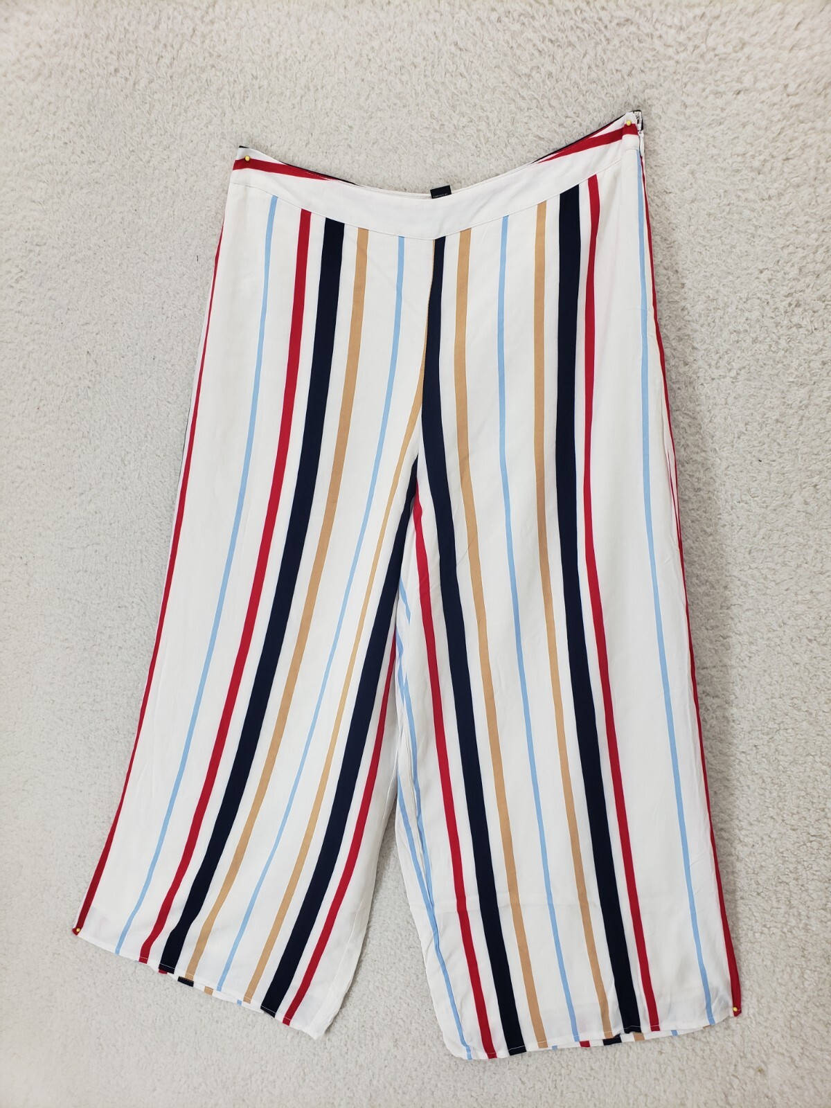 Forever 21 Women Pants Medium Blue Striped 100% Rayon Wide Leg Casual Fit