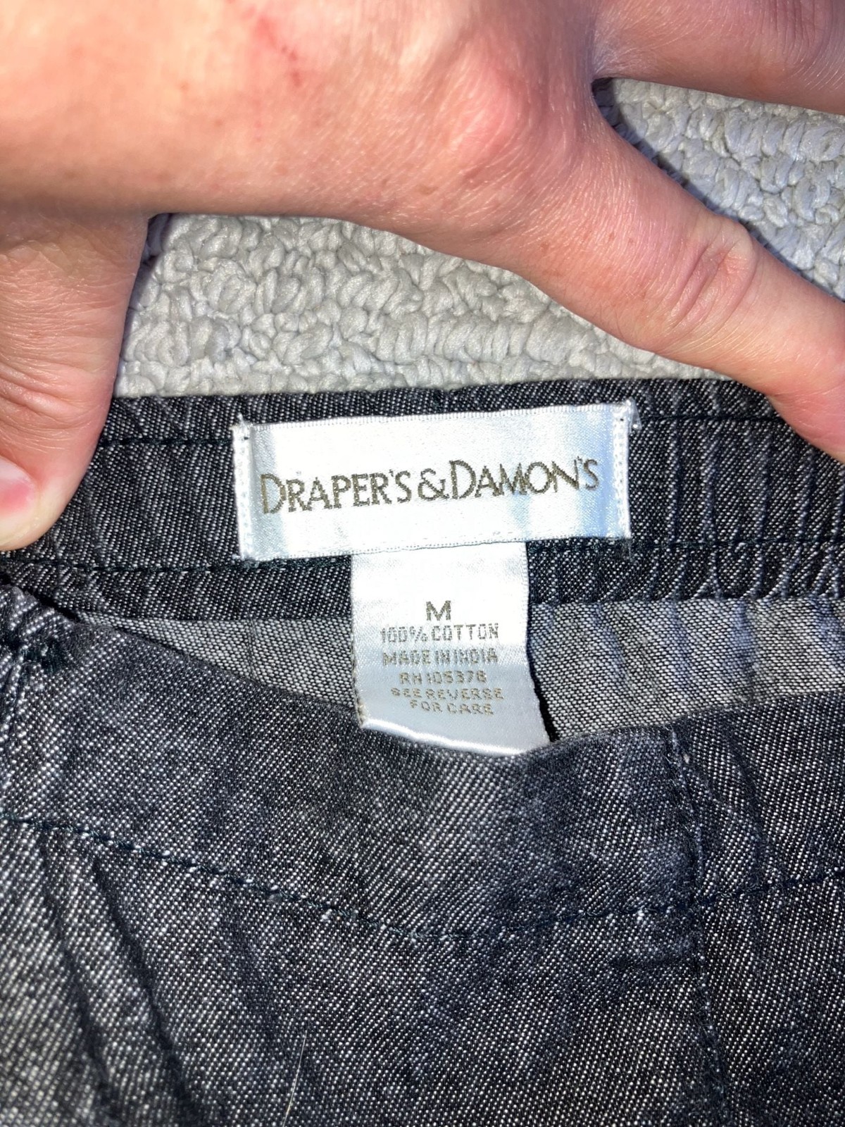 Draper’s & Damon’s Lightweight Black 100% Cotton Denim Pull-On Pants, Size M