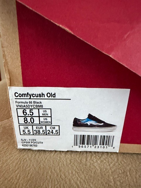Vans Comfycush Old Skool Formula 66 Black Multicolor Unisex Shoes M6.5 W 8.0 NIB