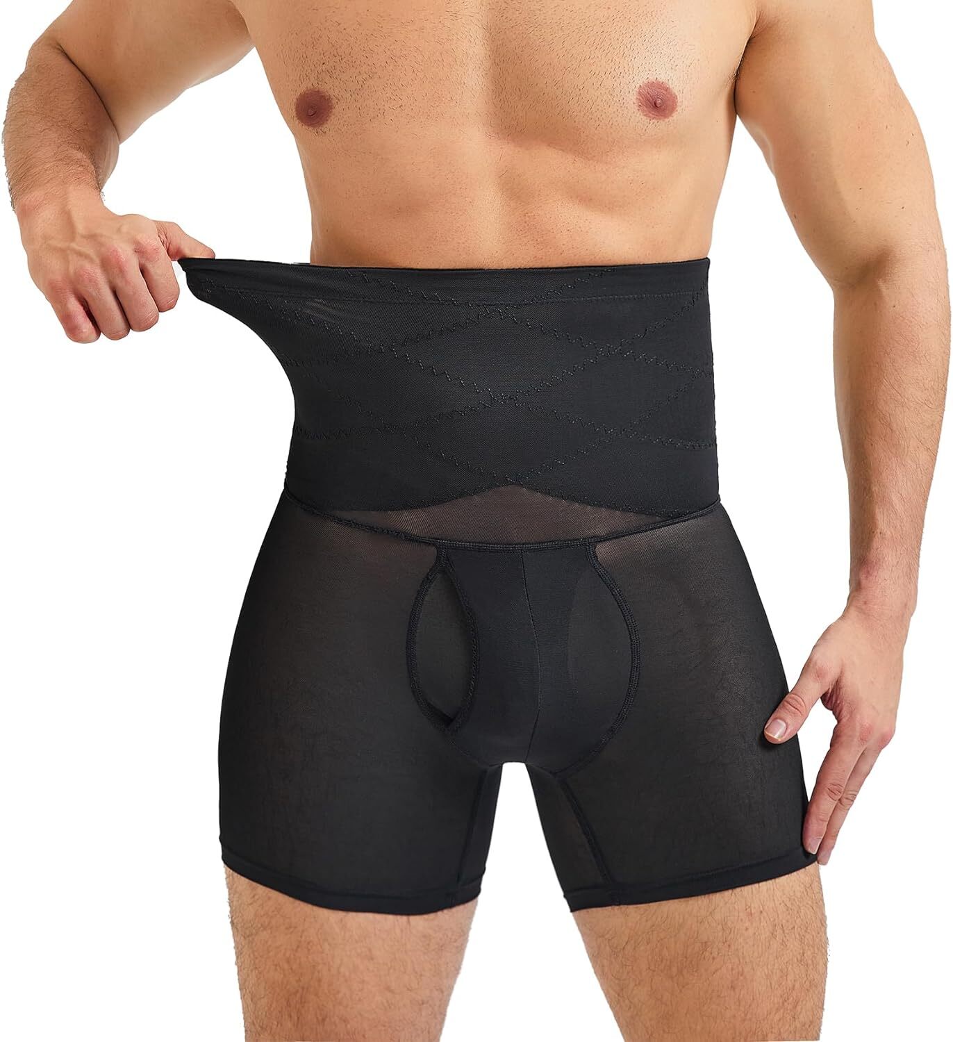 Men Tummy Control Shorts High Waist Slimming Body Shaper Seamless Boxer Briefs