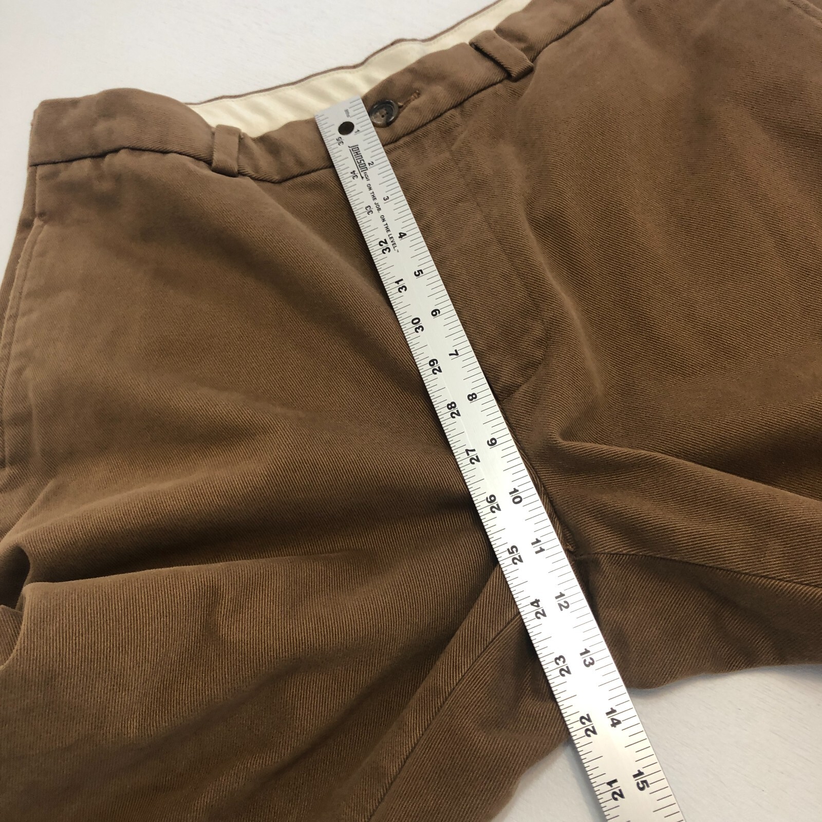 vtg Brooks Brothers 346 Pants 35×29.5 Brown 100% Soft Cotton Twill Hong Kong