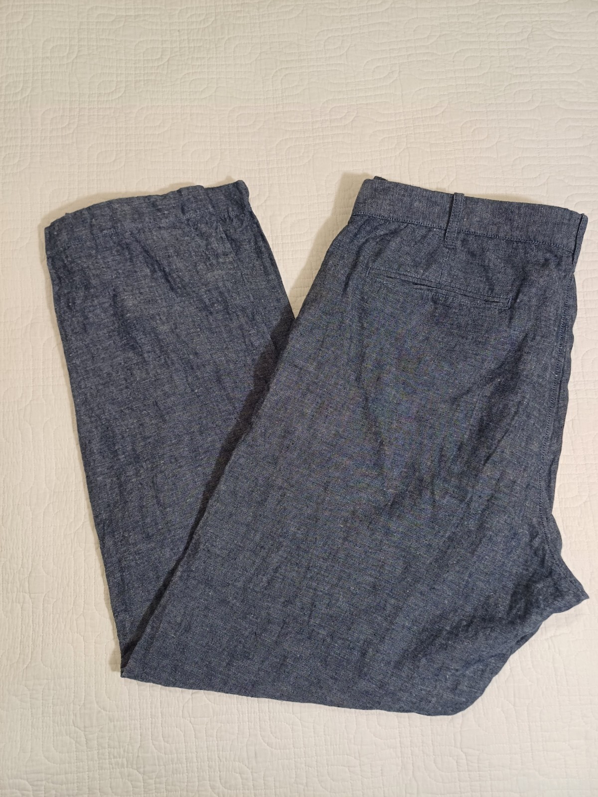 J Crew Pants Mens 38×31 Blue Linen Blend The Sutton Slim Straight Chino Trousers