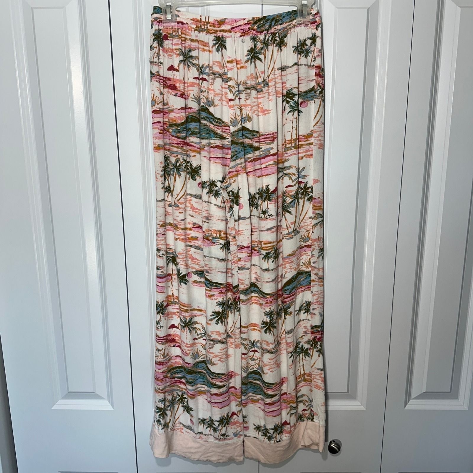 Intimately Free People Blue Lagoon Pants XS Pink Wide Leg Beachy Resort Tropical