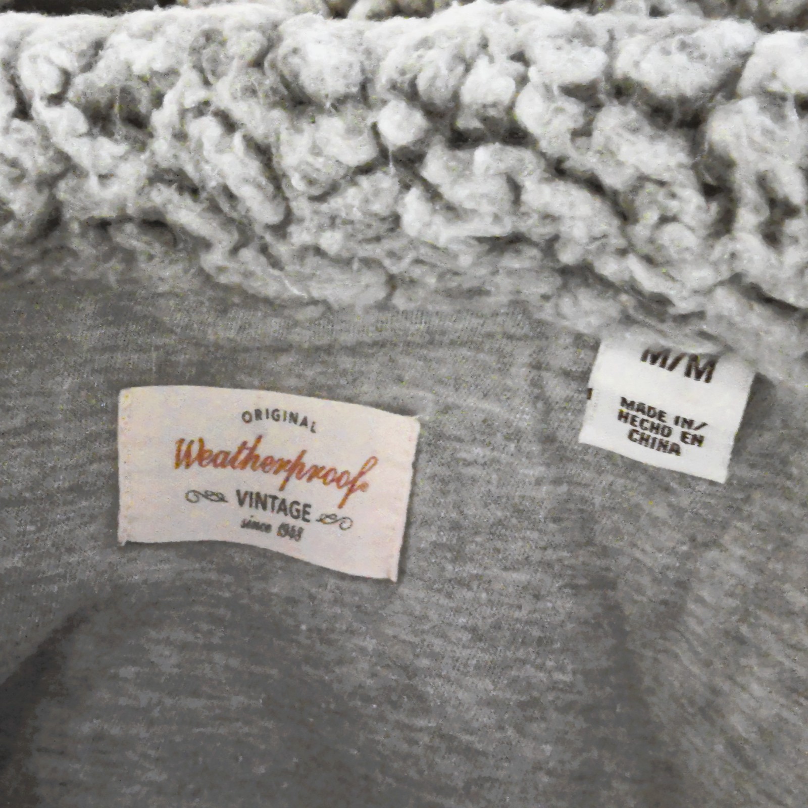 Weatherproof Vintage Faux Fur Jacket Pullover Soft Sherpa 1/4 Zip Gray EUC Sz M