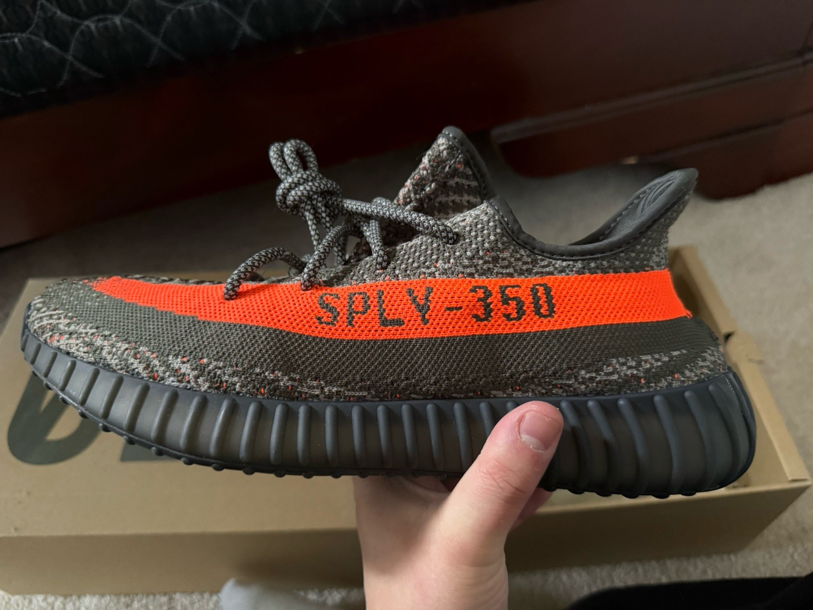 adidas Yeezy Boost 350 V2 Carbon Beluga Low Top HQ7045 Gray Orange Black