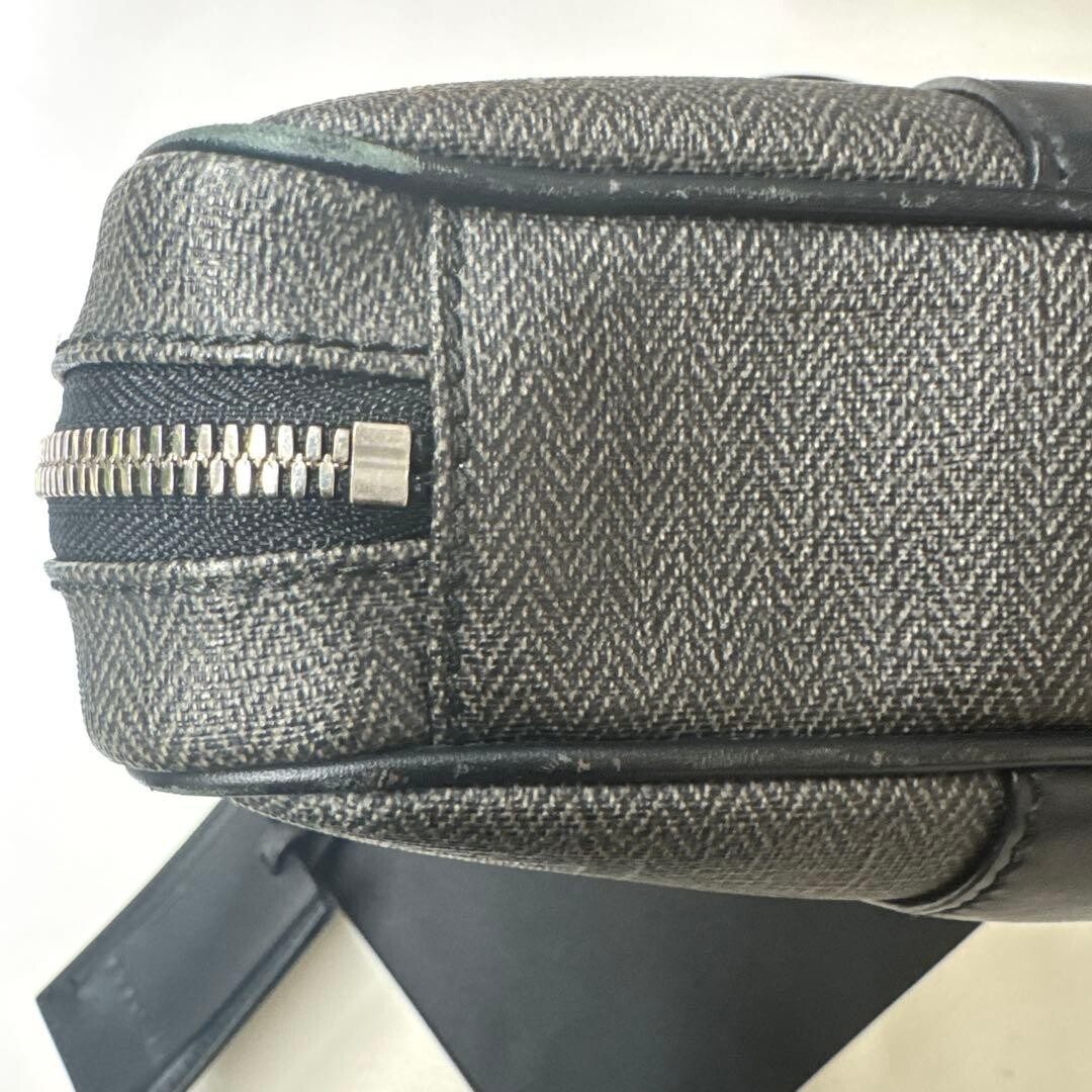 BVLGARI Mens Gray PVC Leather Business Briefcase Bag Padlock Name Tag Auth