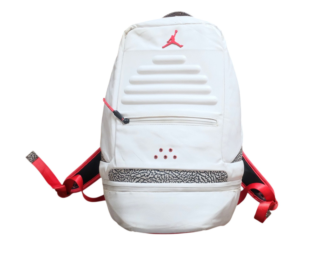 Nike Air Jordan 3 Retro Backpack White PU Leather Large Cement Pattern