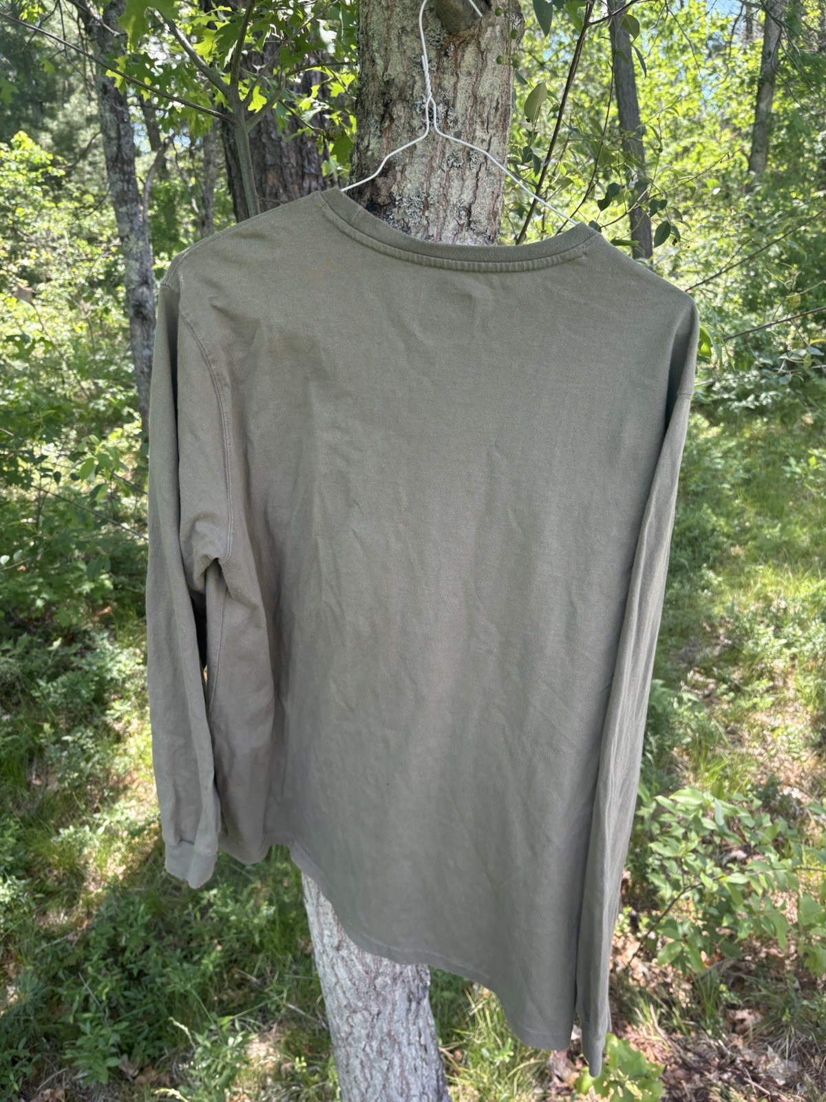 Wrangler Workwear Mens L Tan Heavyweight Long Sleeve Pocket Tee Shirt