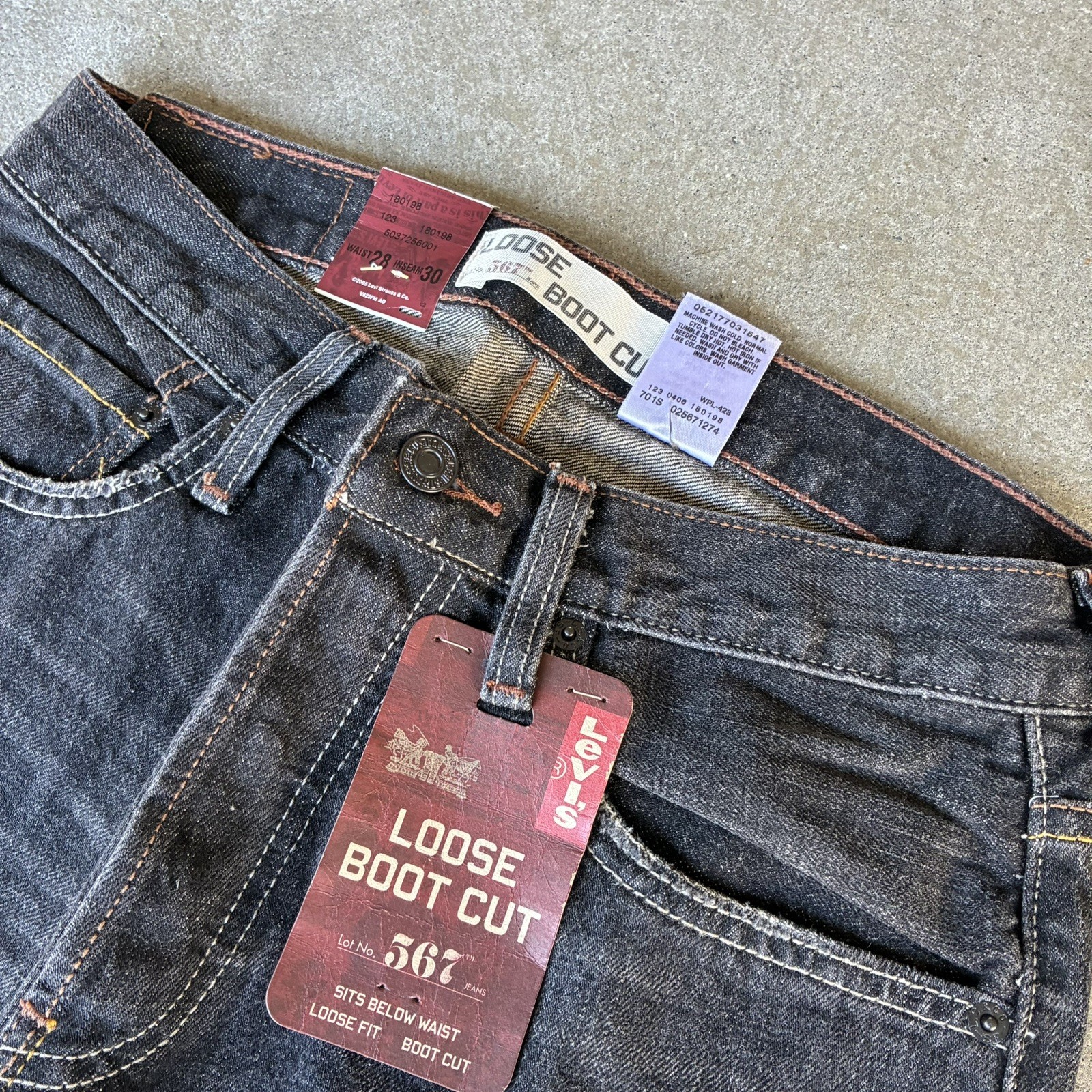 VTG Levi’s 567 Loose Boot Cut Black Jeans Men’s 28×30 DEADSTOCK