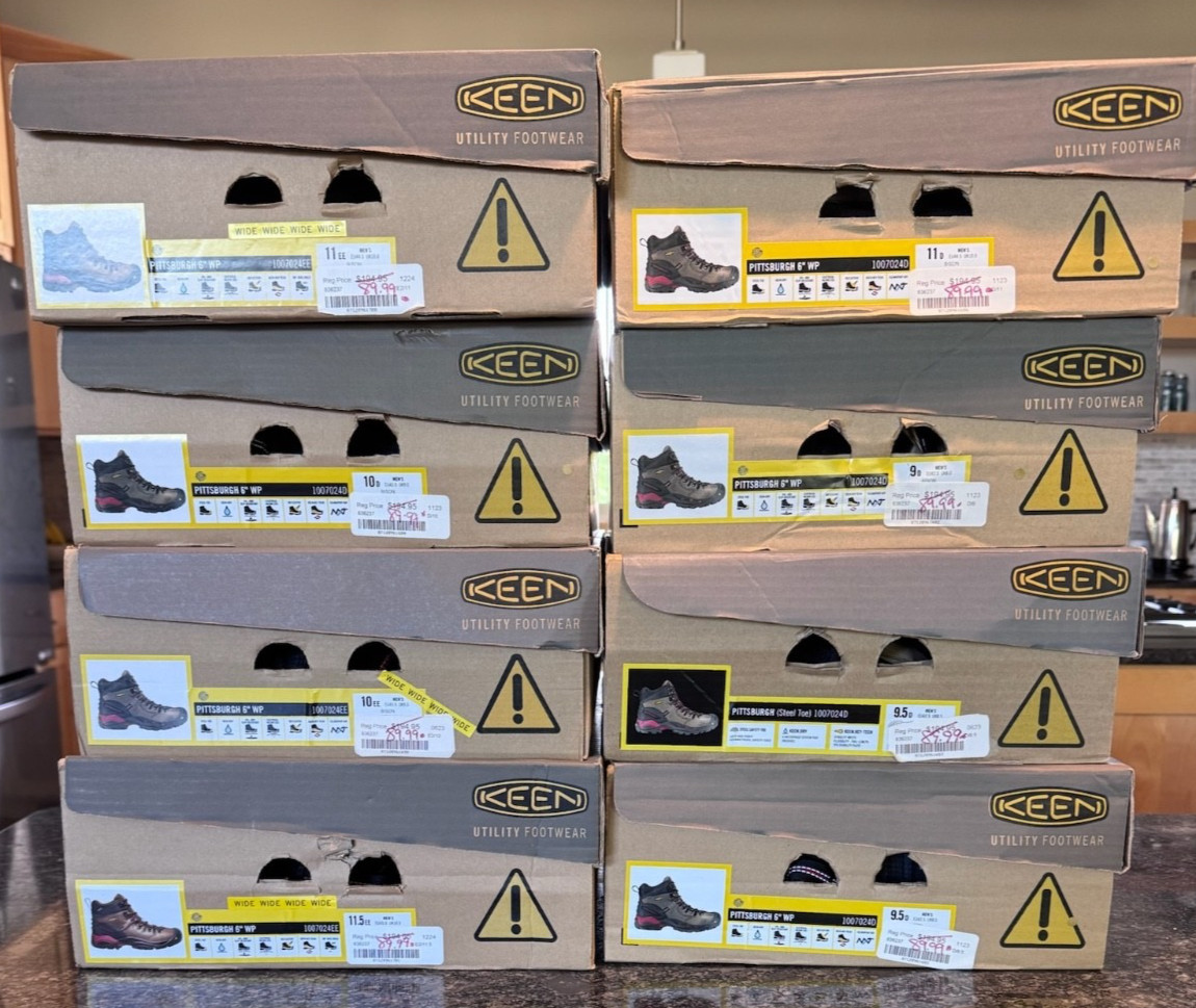 Keen Pittsburgh Steel Toe 6″ Waterproof Boot Bison Brown 1007024 Retail $214.99