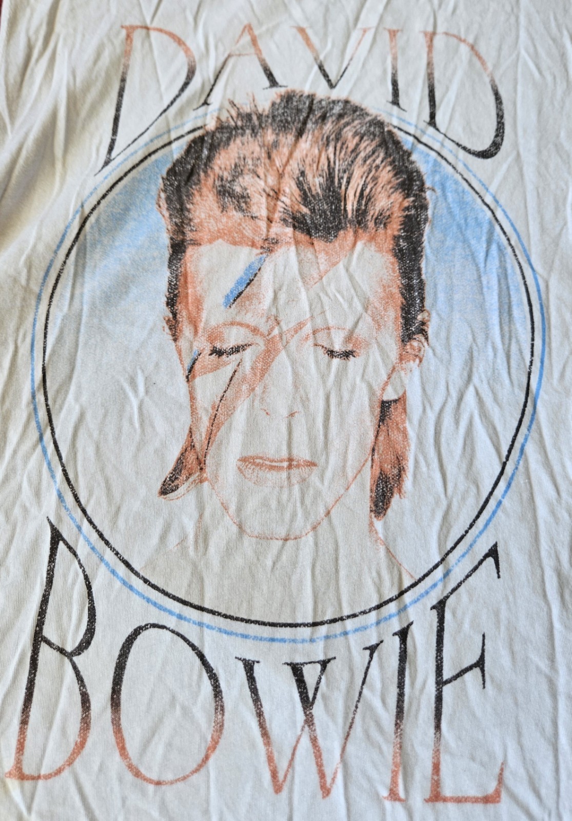DAVID BOWIE White GRAPHIC PRINT XL TANK TOP Vintage Rock & Roll Deep Arms RARE👨