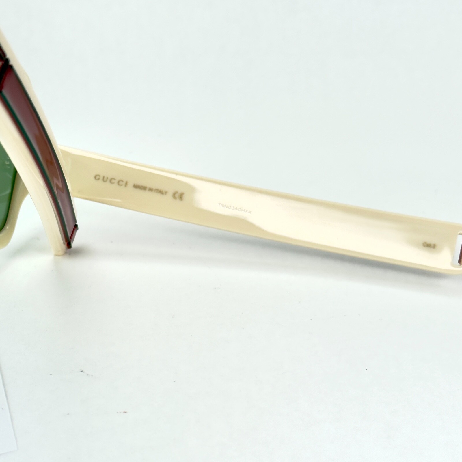 GUCCI GG0255S AUTHENTIC SEGA 0255 Ivory Green Stripe Unisex Sport Sunglasses 003