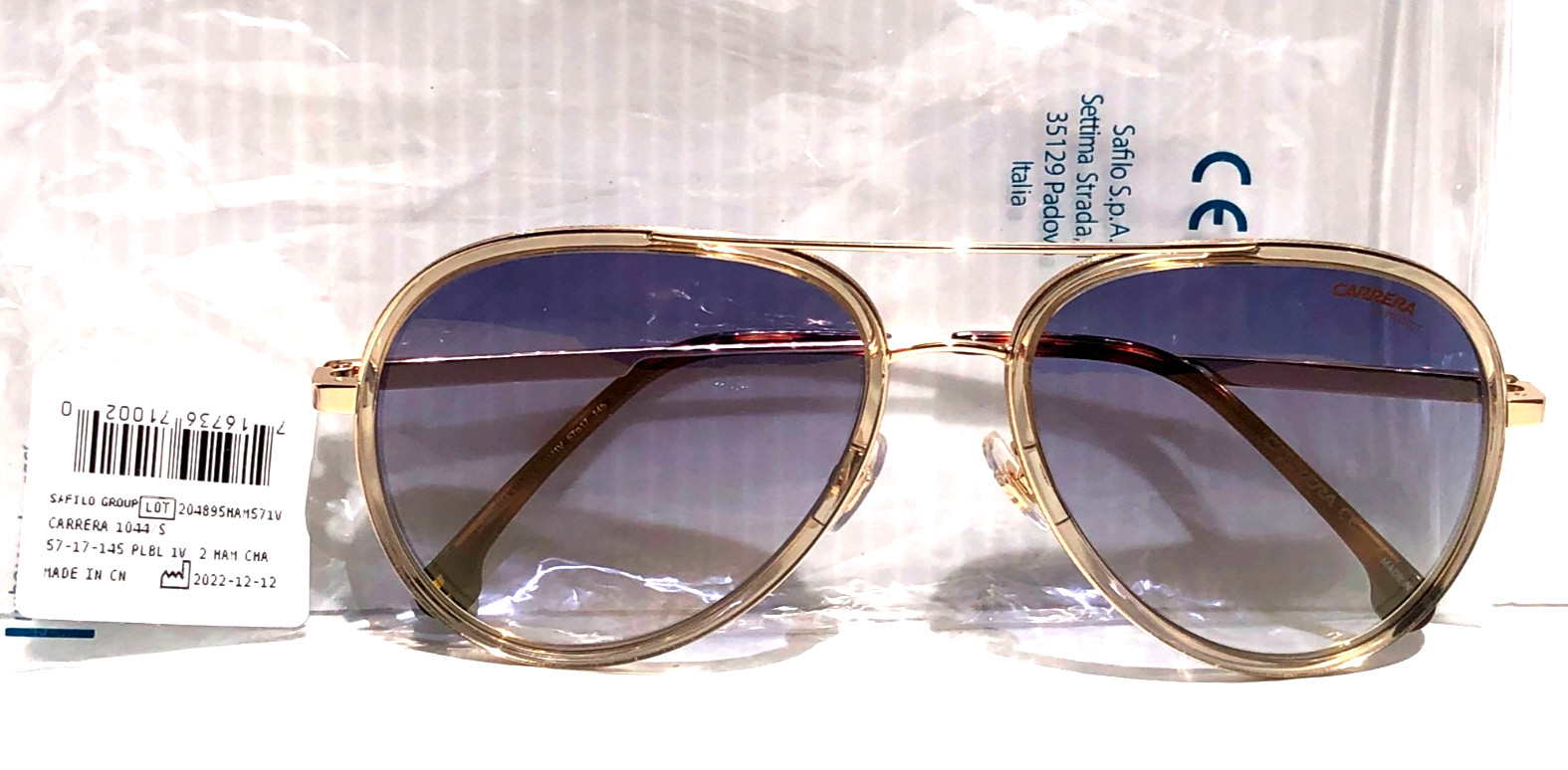 CARRERA Gold Gradient Champagne Blue Fade Lens Sunglass 1044/S HAM1V