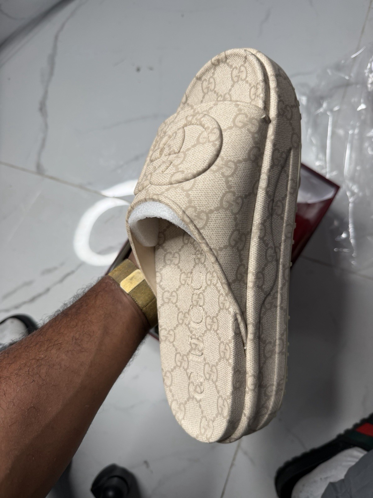 Gucci GG Slide Sandal ‘Interlocking G – Beige Ebony’