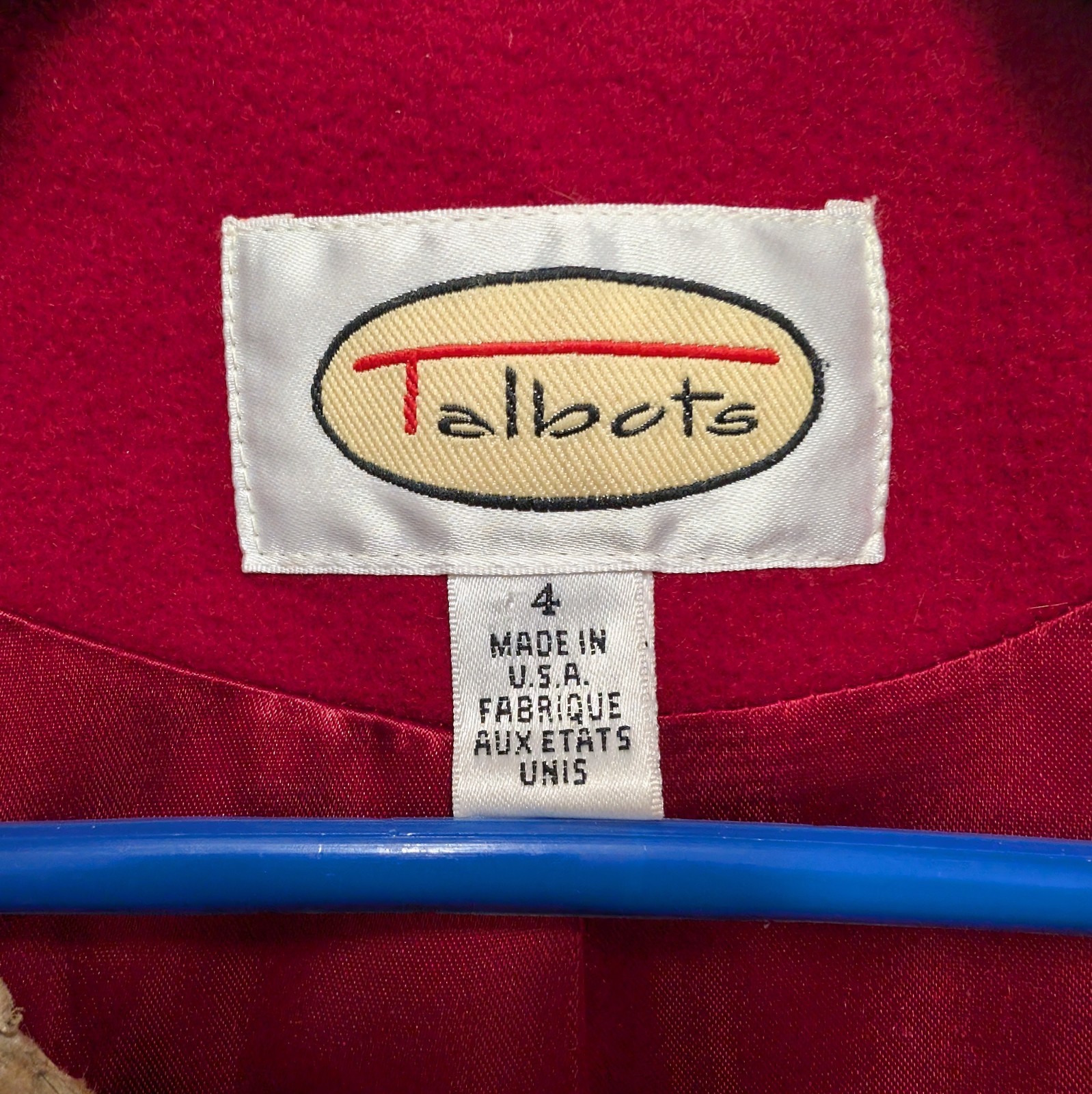 Talbots Wool Long Overcoat – Deep Red Women’s Size 4 90% wool 10% Cashmere