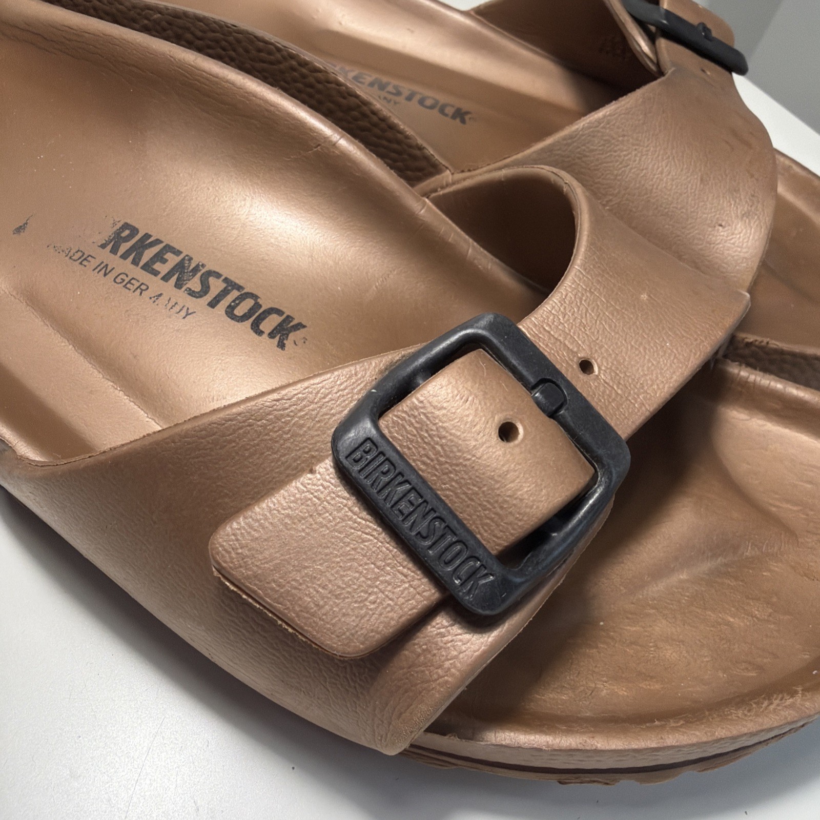 Birkenstock Madrid EVA Slide Sandals Copper Brown Size 40 9 Narrow Rubber