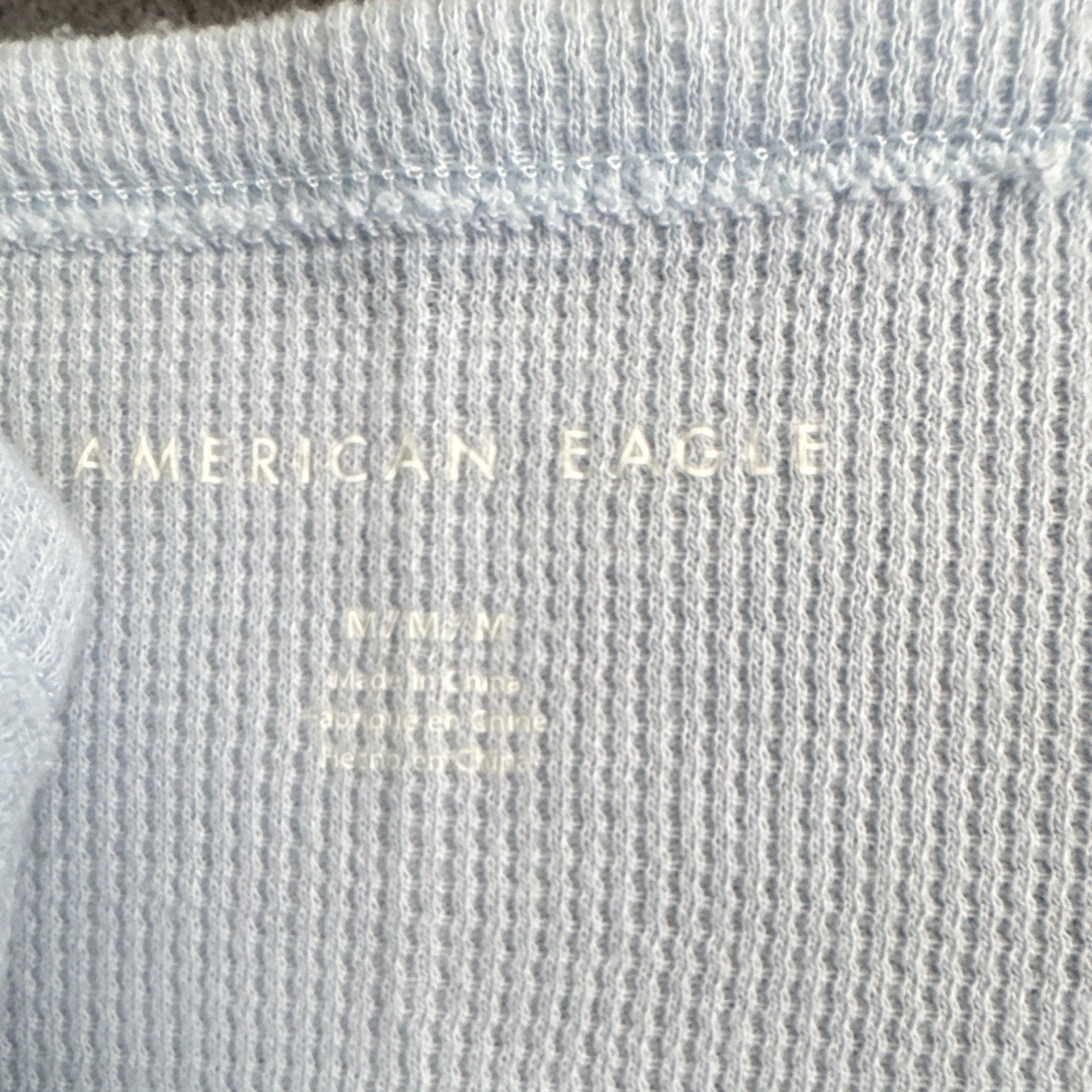 American Eagle White Knit Solid V-Neck Spaghetti Strap Cami Tank, Baby Blue M