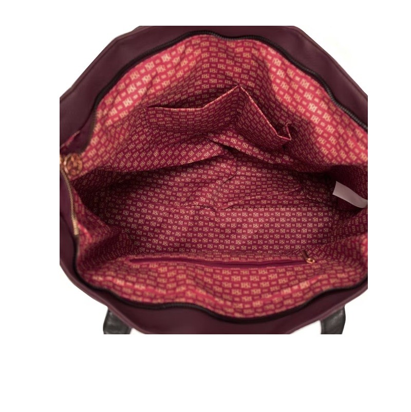 Badgley Mischka Rose Vegan Leather Travel Tote Weekender Bag BURGUNDY / BLACK