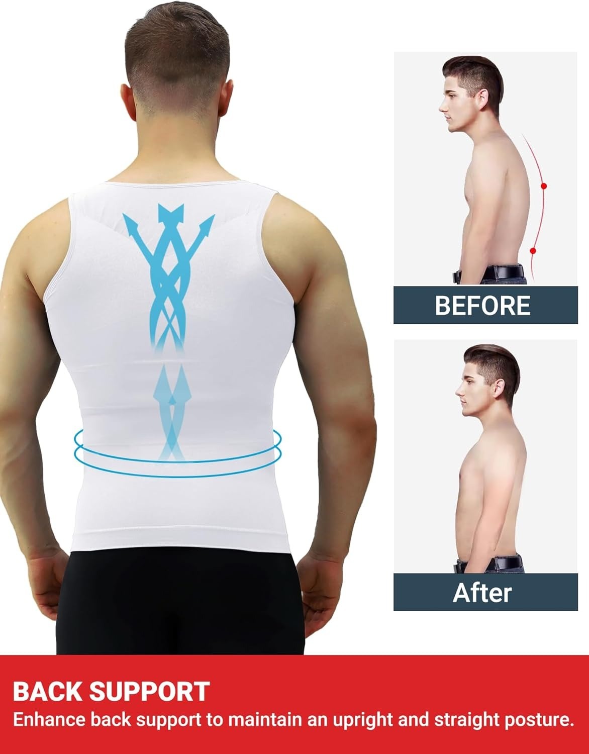 5 Pack Men Body Shaper Slimming Tummy Vest Compression Shirt Tank Top Shapewear