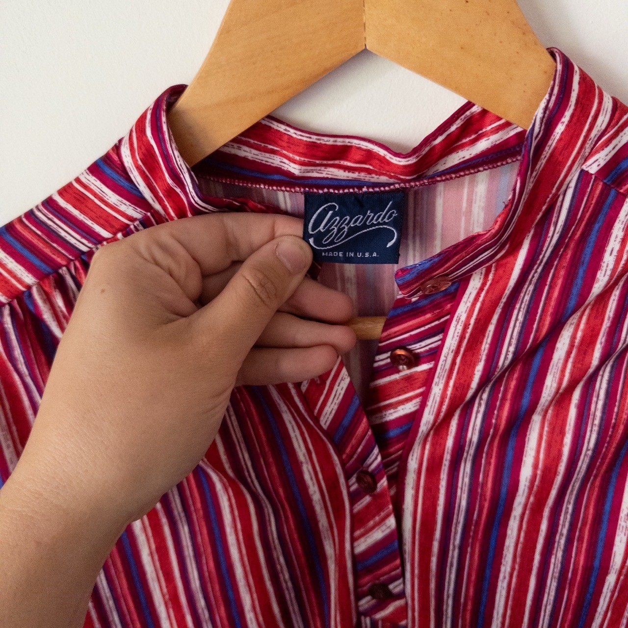 Vintage 80s Striped Blouse Womens M Red Pink 90s Colorful Fun Retro Maximalist