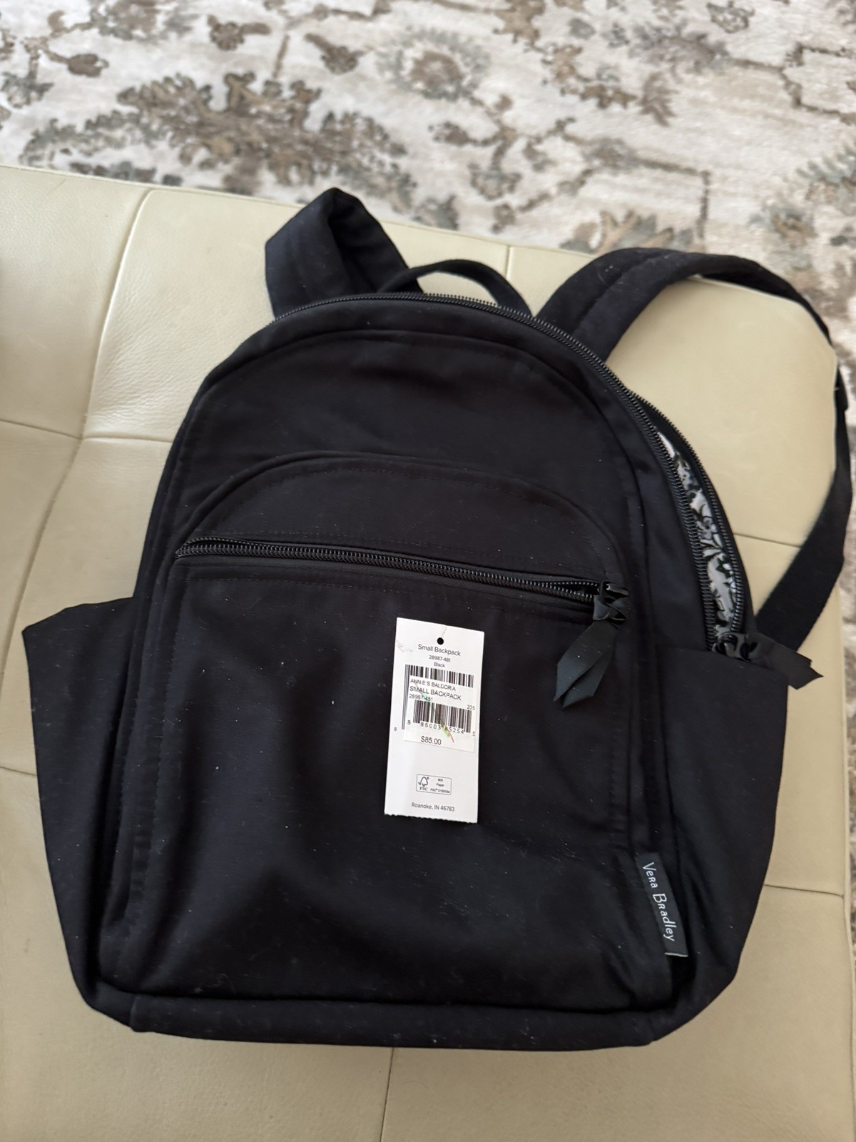 Vera Bradley Womens Cotton Small Backpack, black 29897
