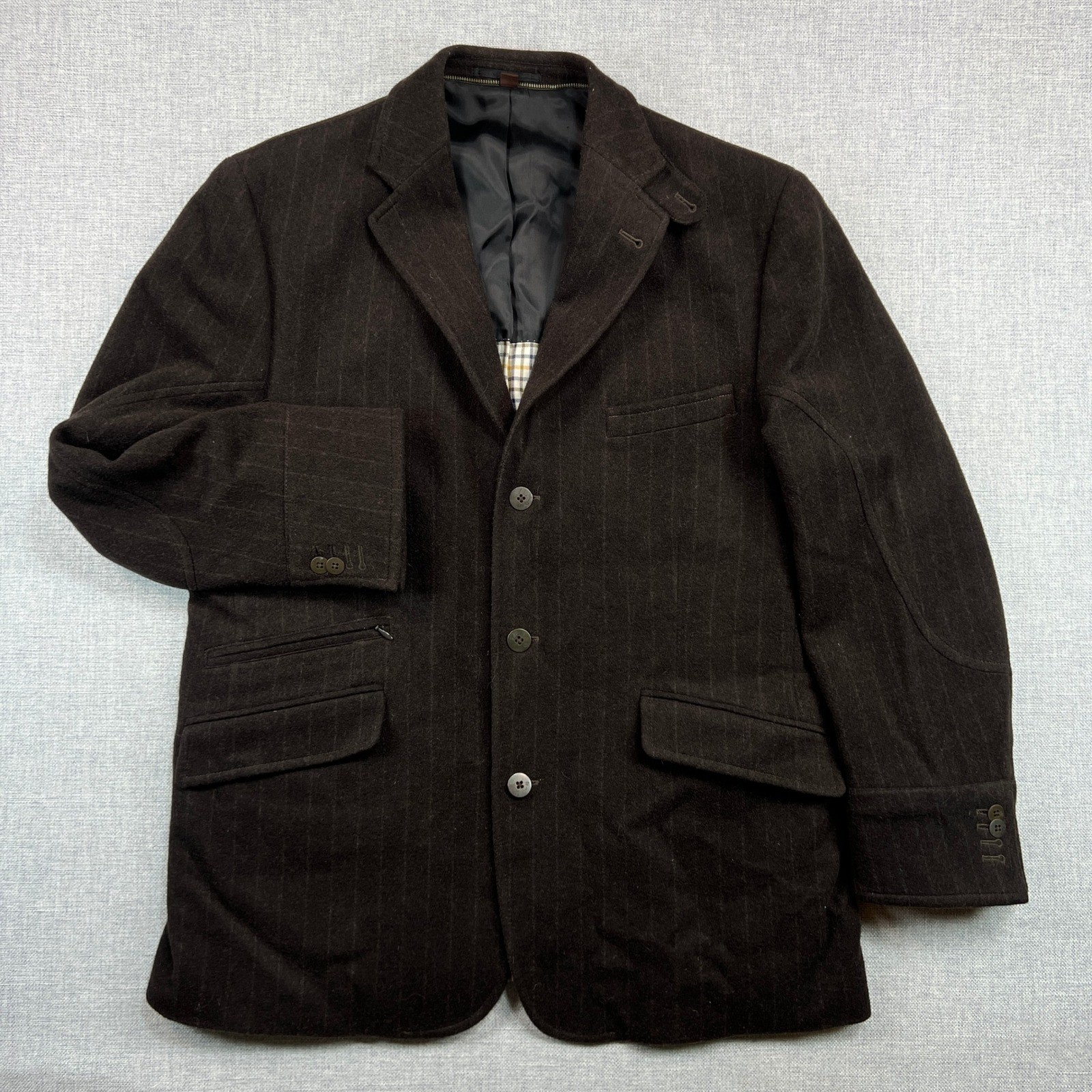 Kroon Richie Wool Blend Hybrid Sport Coat Blazer Men 42R Brown Pinstripe *READ*