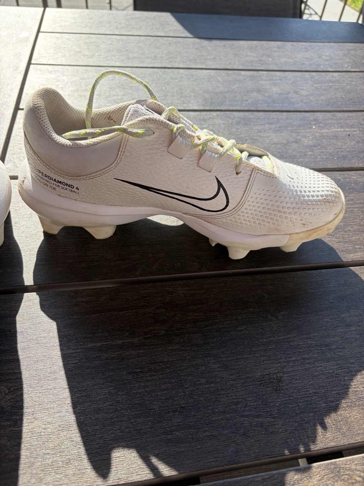 Nike Hyperdiamond 4 Softball Cleats Plastic Lace-Up Low Top White/Black