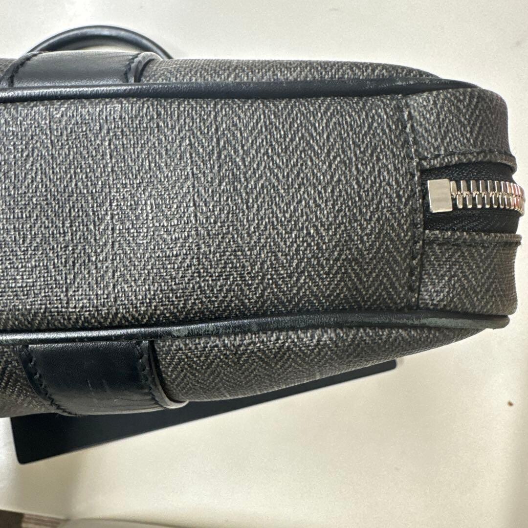 BVLGARI Mens Gray PVC Leather Business Briefcase Bag Padlock Name Tag Auth