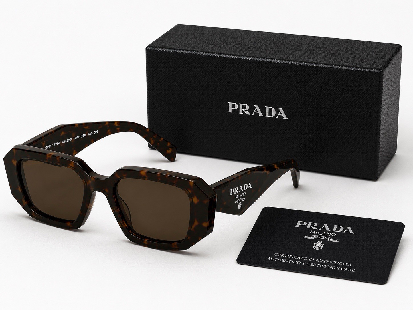 PRADA SPR 17W-F Oversized Square Sunglasses Tortoise/Brown Tinted UV 145mm