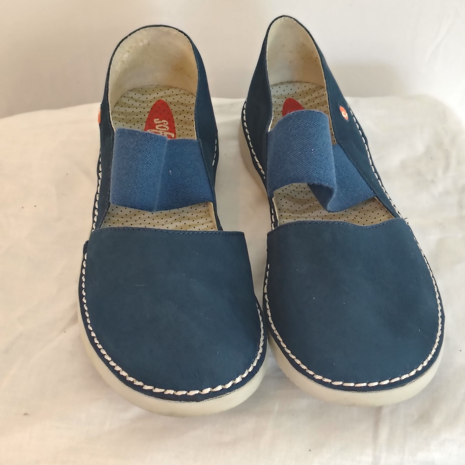 Softinos FLY LONDON Teja Mary Jane Navy Nubuck Leather Flats EU 40 / US 9-9.5