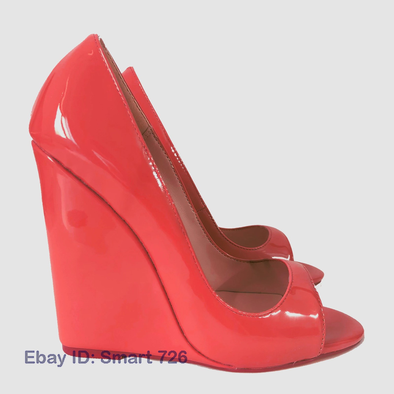 Women Wedge Sandals Peep Toe High Heels Patent Leather Pumps Party Shoes