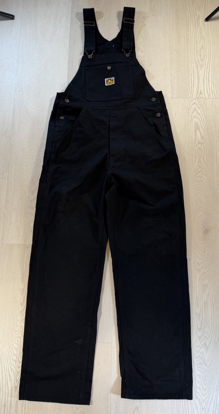 Ben Davis Bib Overalls Mens 36 Black Cotton Blend Workwear Utility Pockets