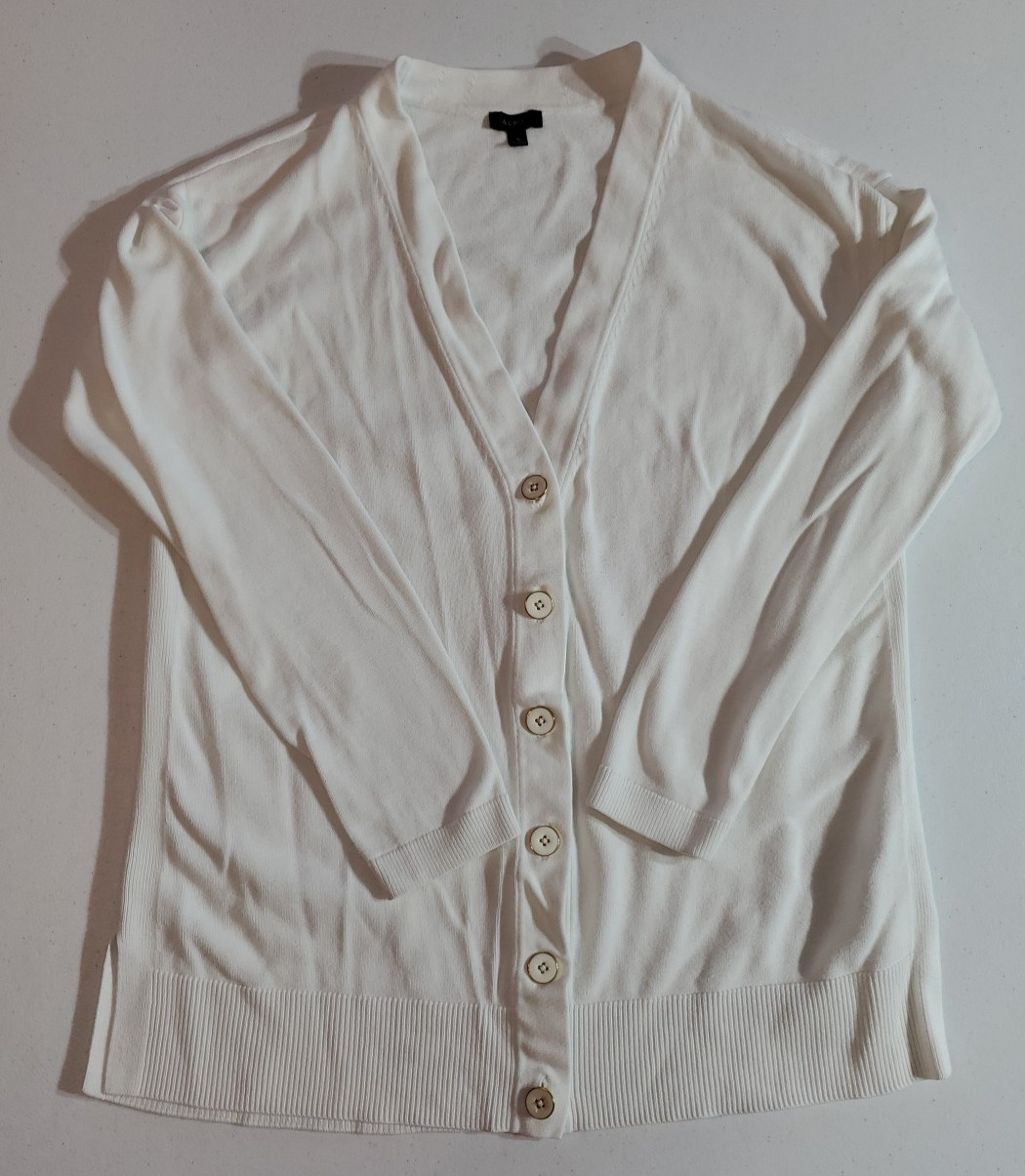 Talbots Women’s Sm White 6 Button Cardigan Sweater Long Sleeve All Occasions