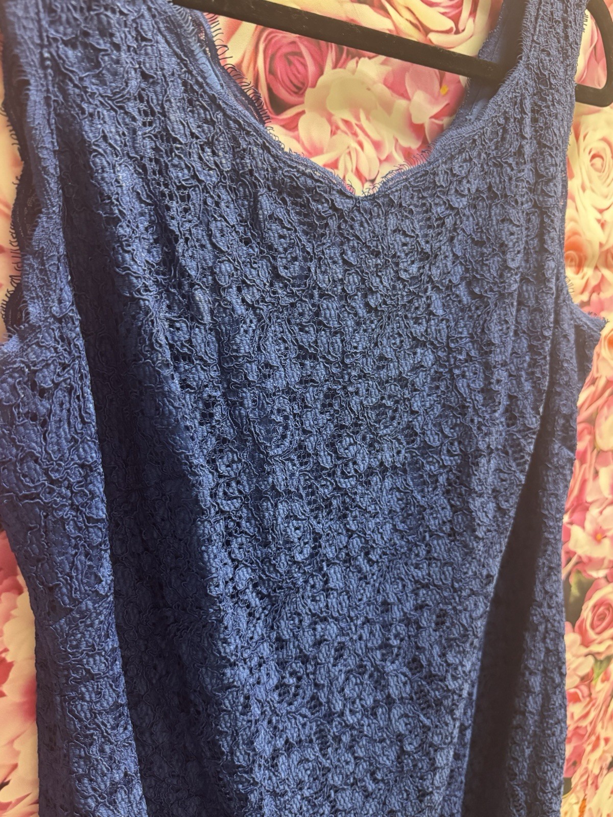 Plus Size Navy Blue Lace Sleeveless Shift Dress Size 14W