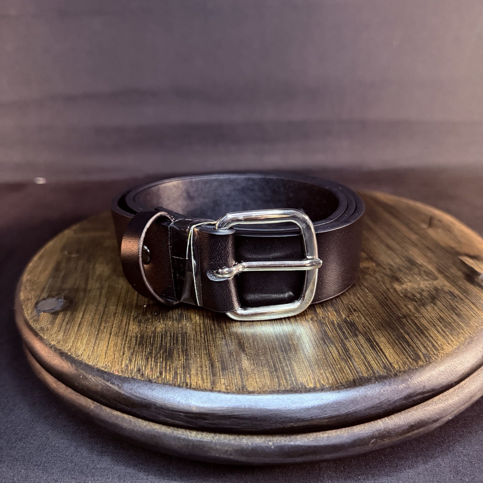 Securitas Leather Dress Belt Size 36″ Plain Black 1.25″ Wide Nickel Buckle GA636