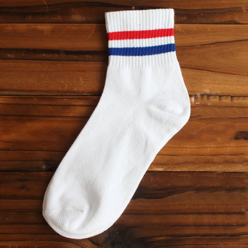 Ladies Casual College Sports Cotton Ankle Socks with Stripe 1 Pair Size 4-5.5UK