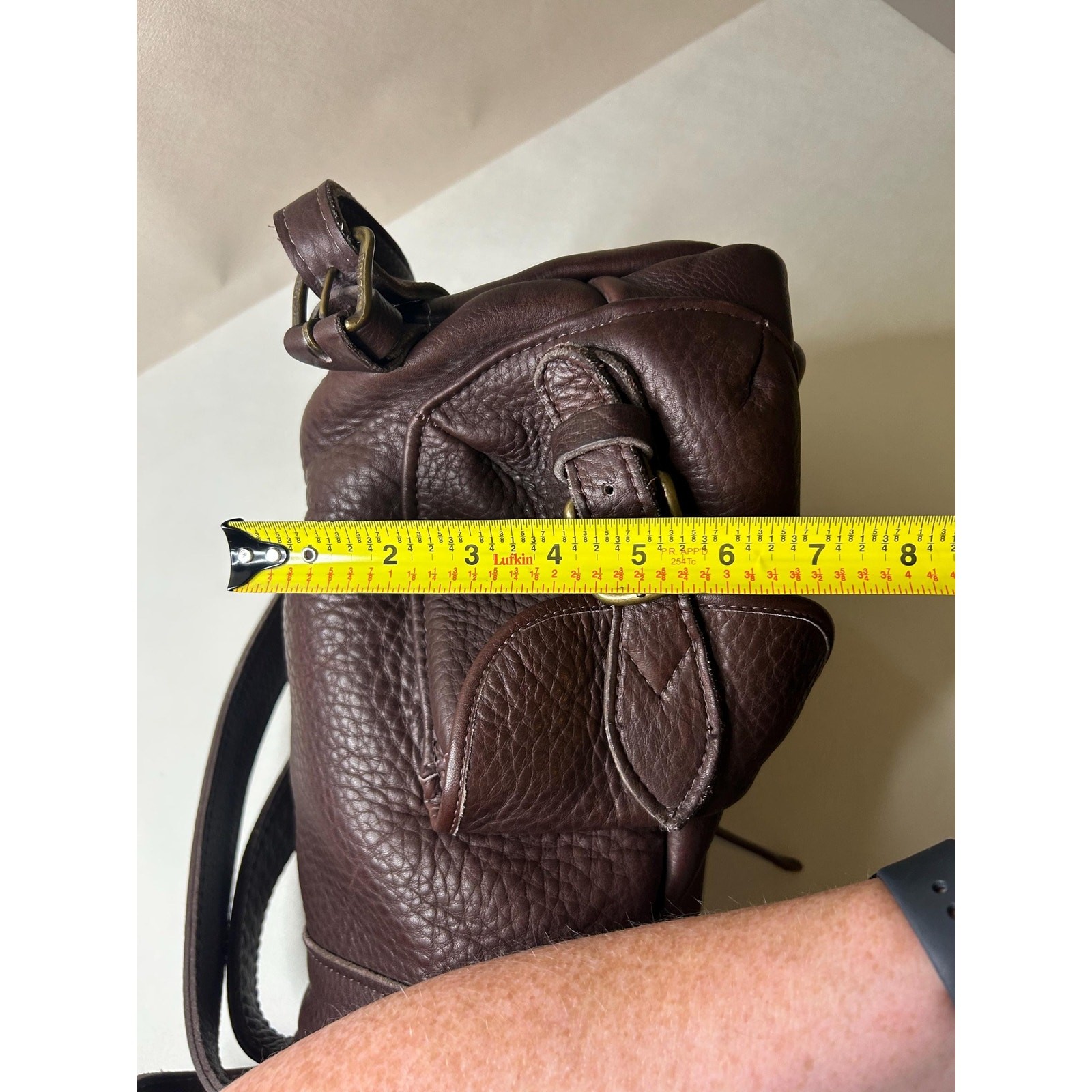 Vintage Style Dark Brown Full Grain Leather Rucksack Backpack