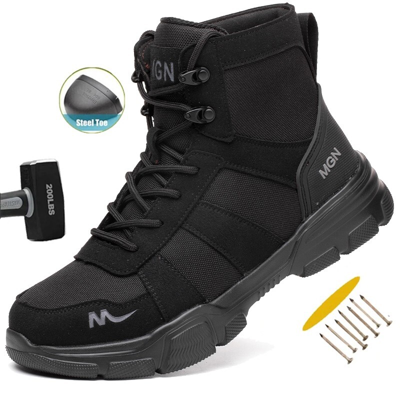 Puncture-Proof Male Work Boots Indestructible Safety Shoes Men Steel Toe Shoes