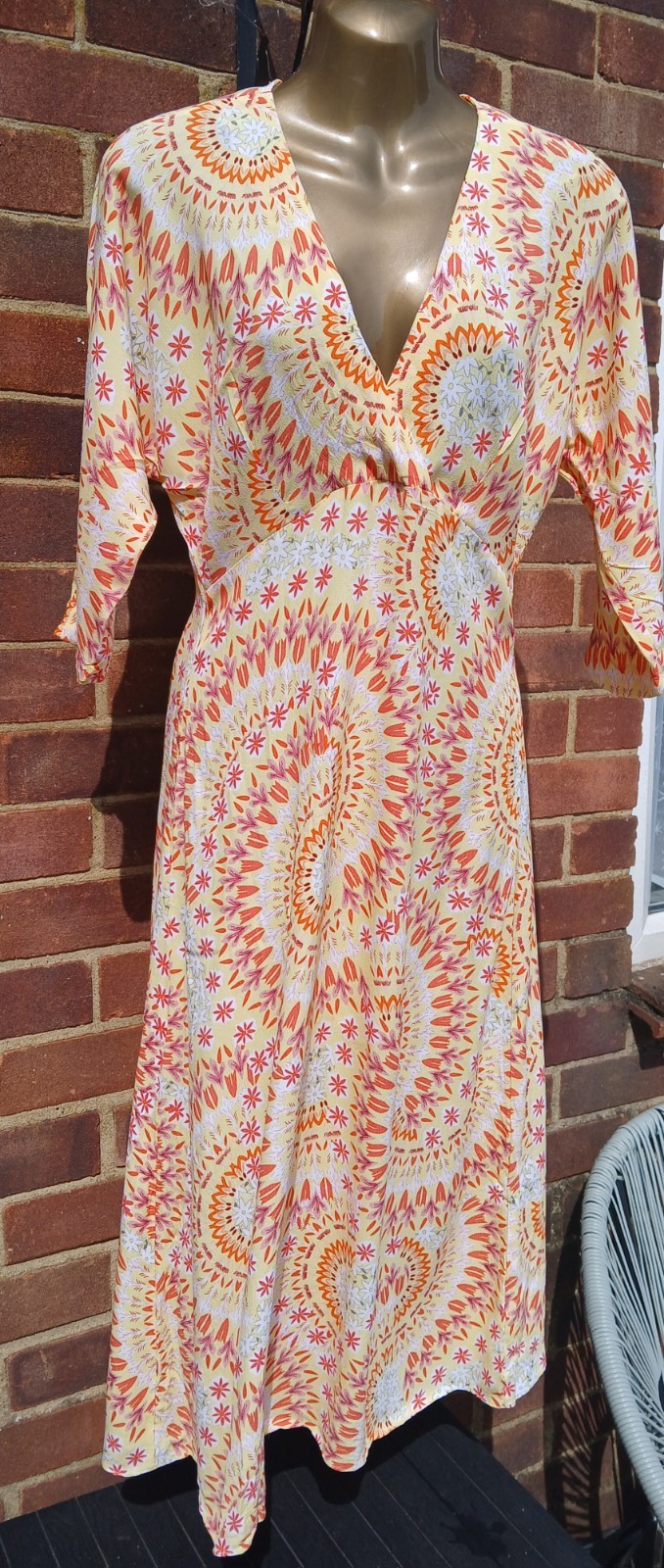 OLIVER BONAS UK SIZE 8 TRIBAL PRINT MIDI DRESS BOHEMIAN