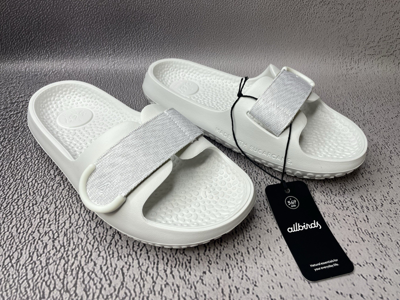 Allbirds Unisex Sugar Sliders Slide Sandals White Eco Friendly Size W 9 M 7