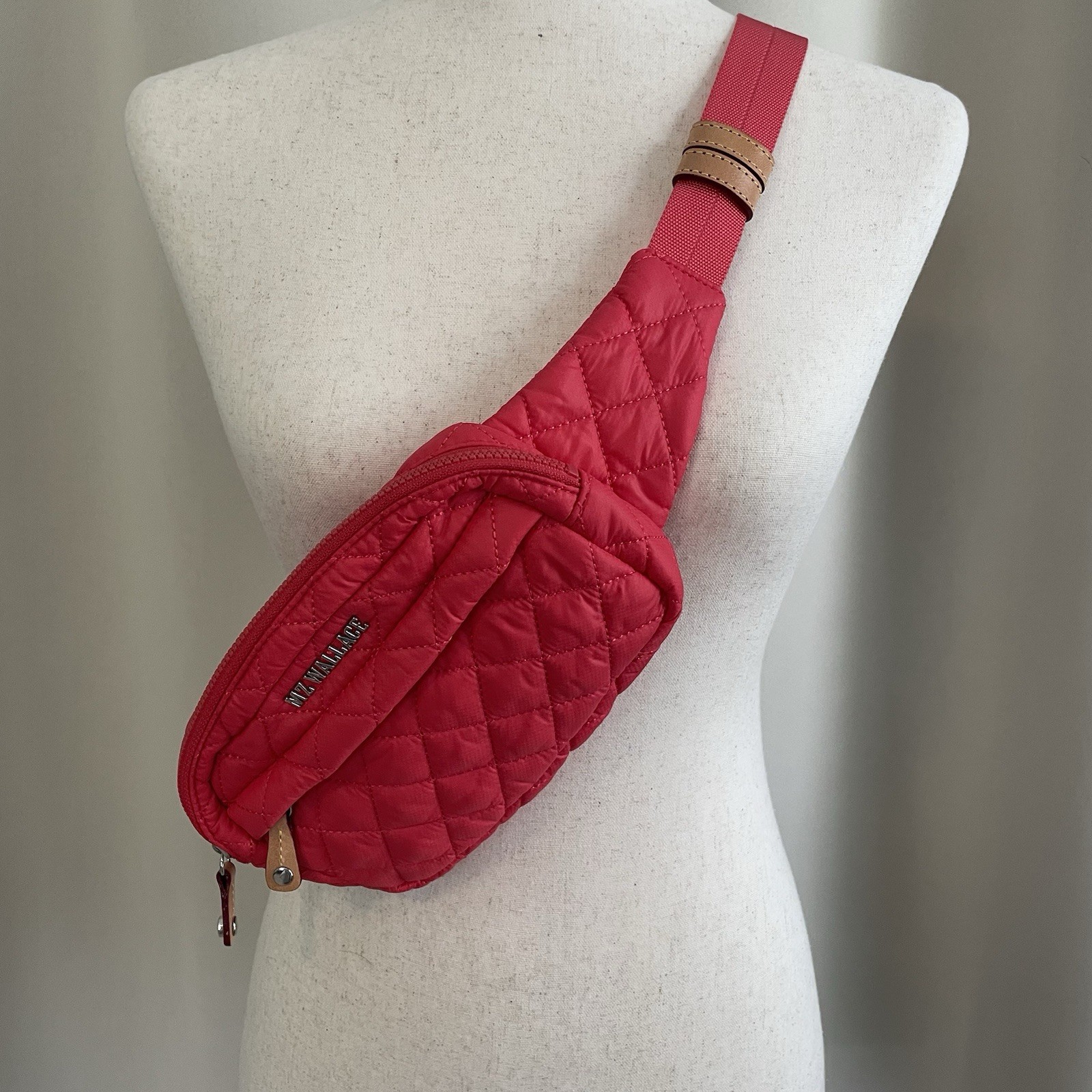 MZ Wallace Metro Belt Bag Watermelon Red Pink Sling Purse Summer Travel EUC