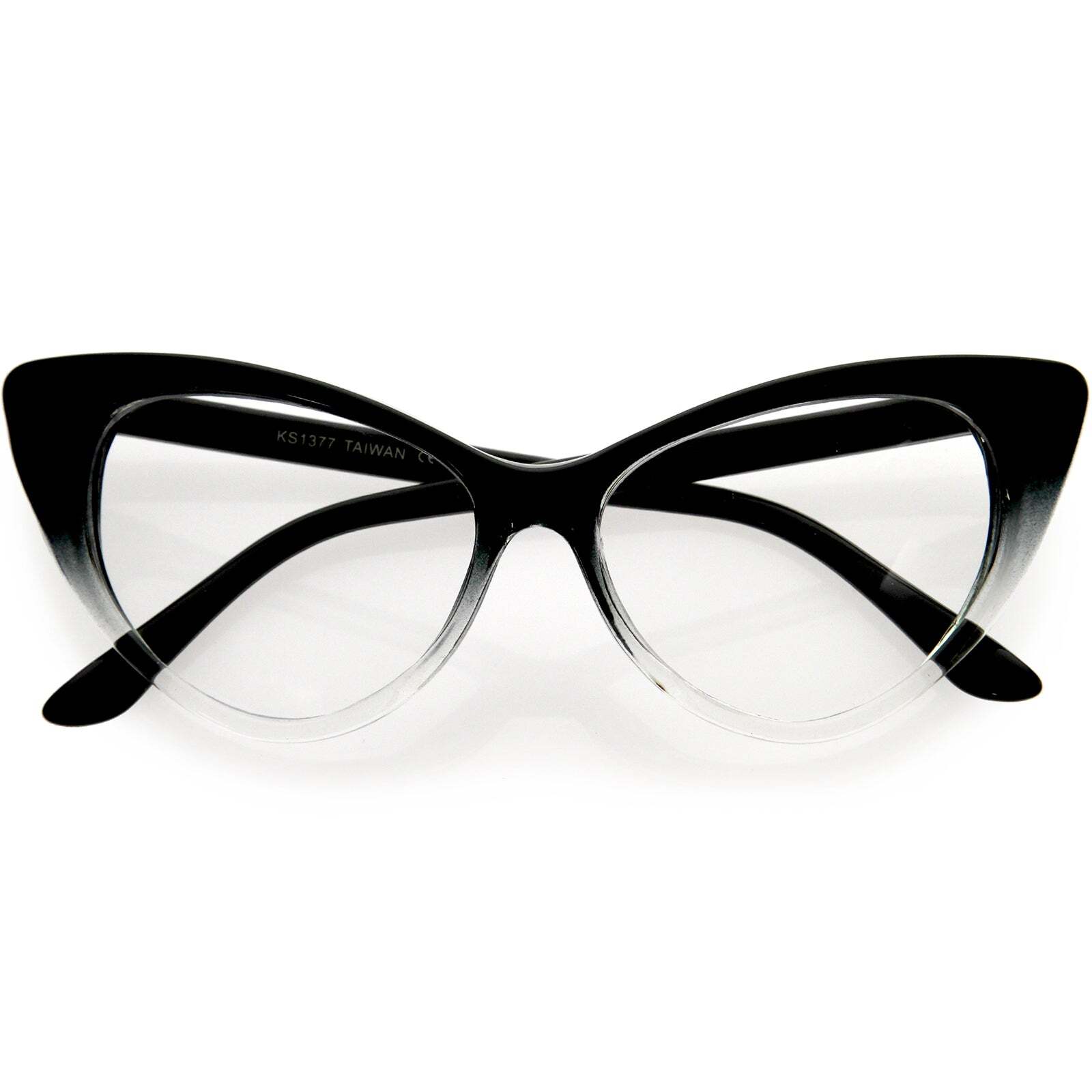 1950’s Vintage Mod Fashion Cat Eye Clear Lens Glasses 8435